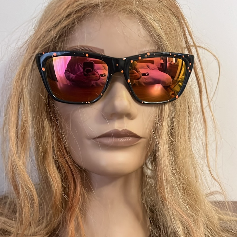 Visual scene 06js369PM black orande dots  mirror sunglasses